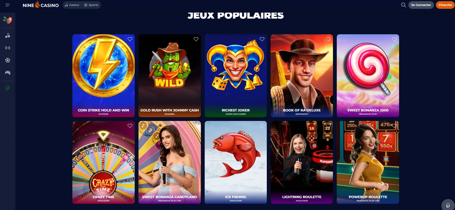 Nine Casino jeux