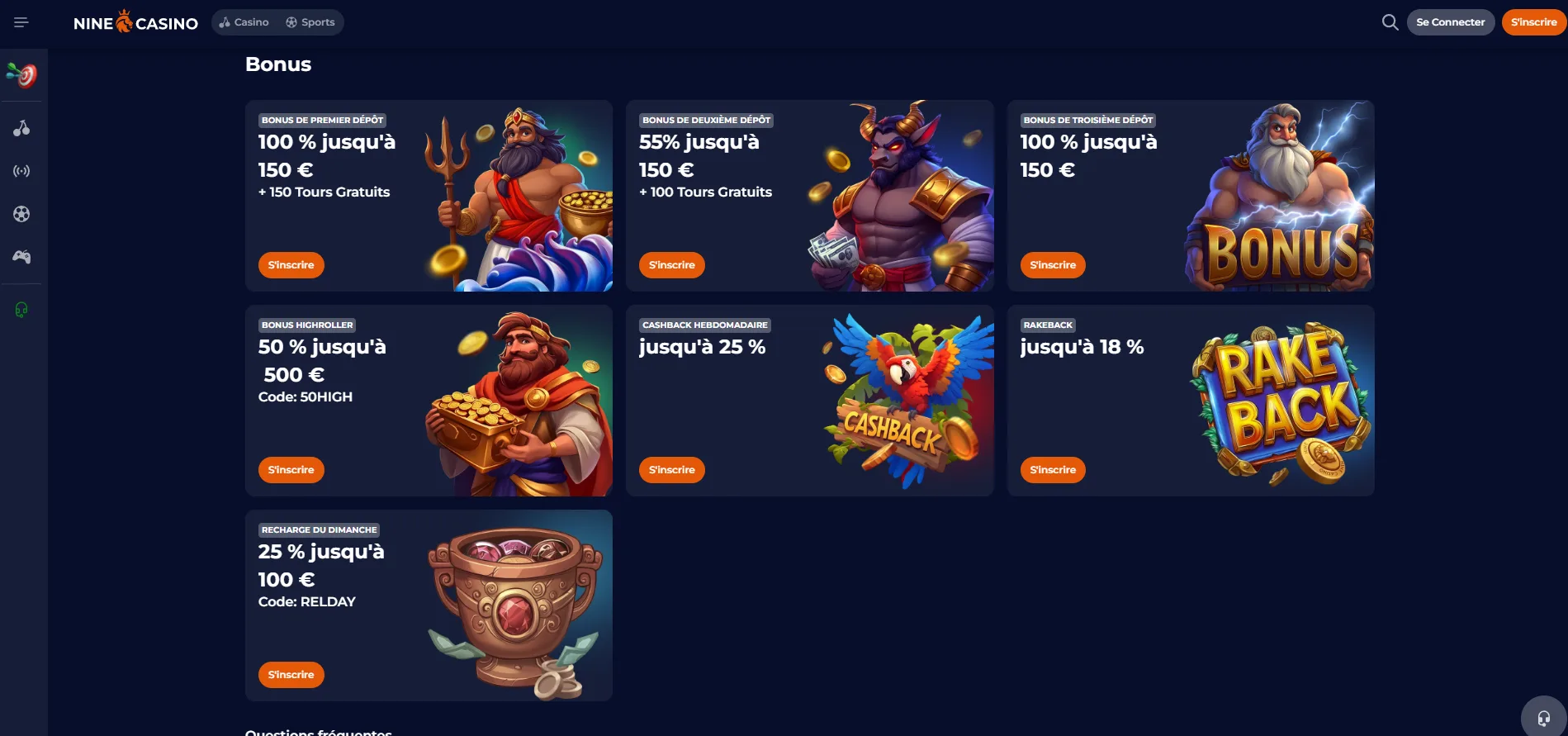 Nine Casino bonus